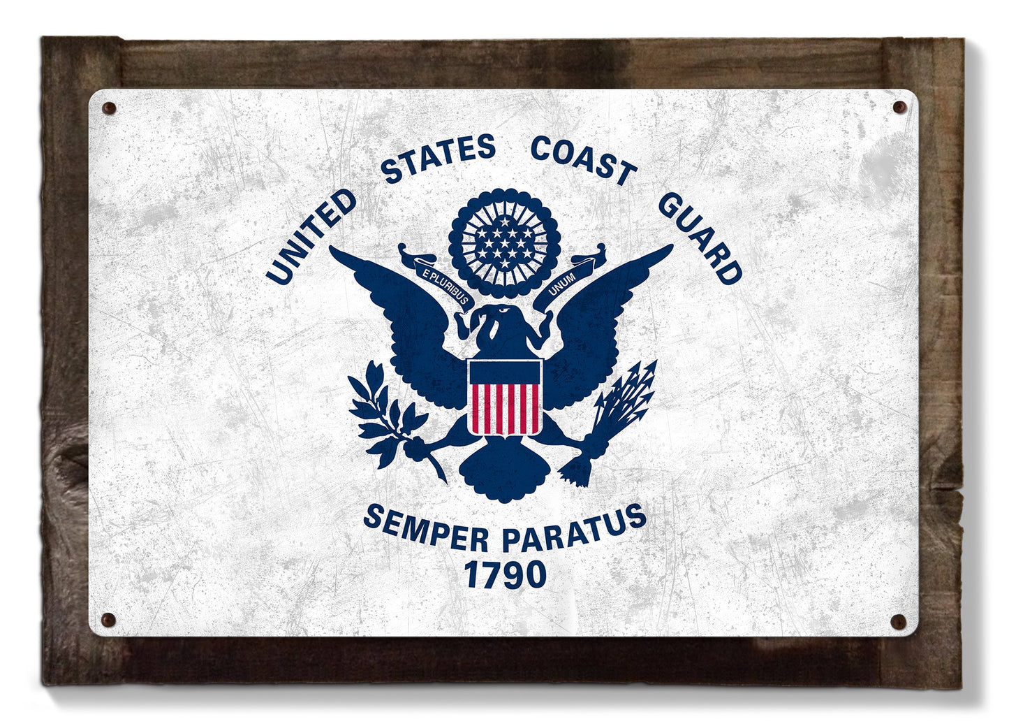 United States Coast Guard Flag, Metal Sign, Optional Rustic Wood Frame, Wall Decor, Wall Art, Vintage, Rustic, FREE SHIPPING!