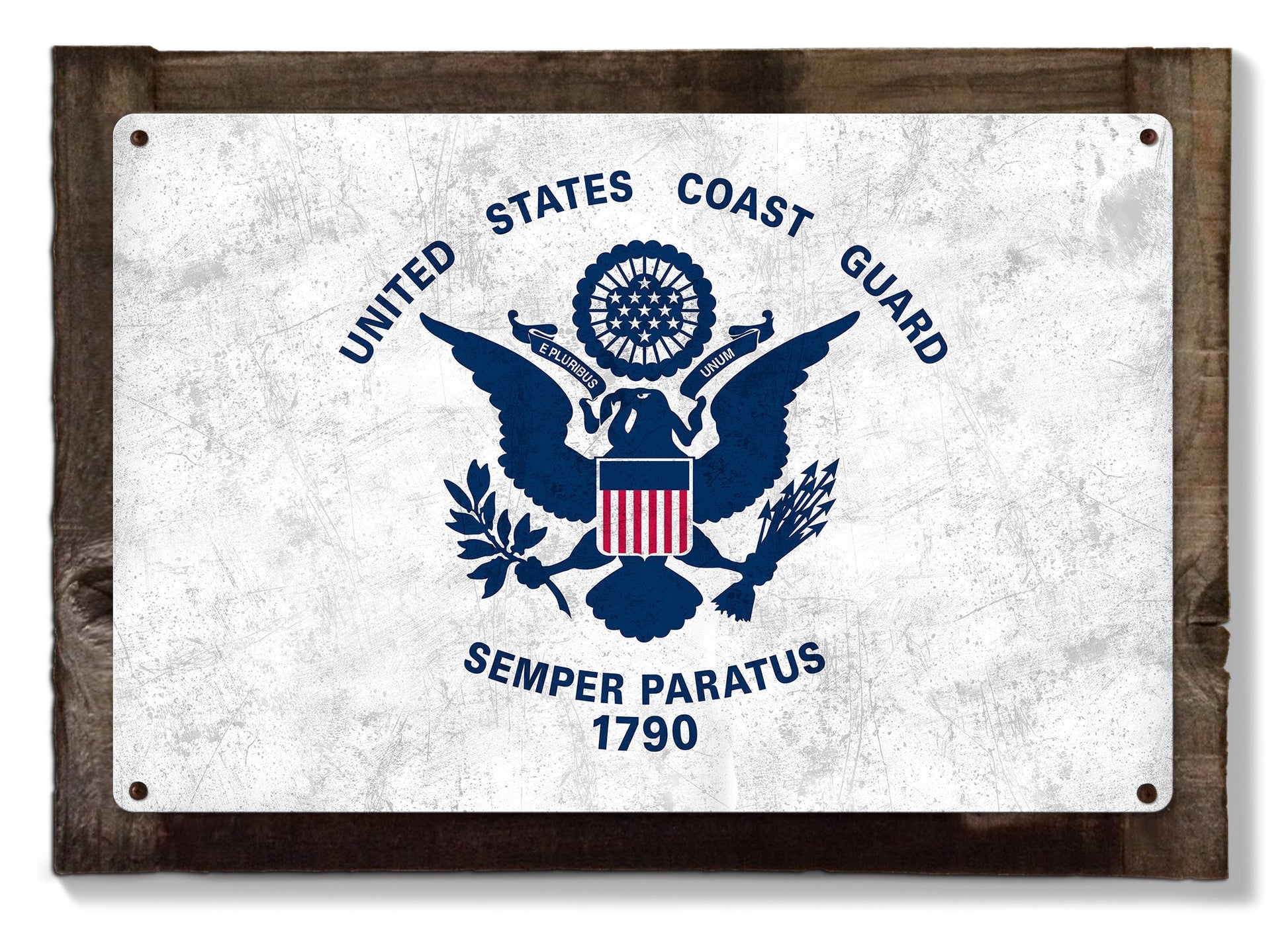 United States Coast Guard Flag, Metal Sign, Optional Rustic Wood Frame, Wall Decor, Wall Art, Vintage, Rustic, FREE SHIPPING!
