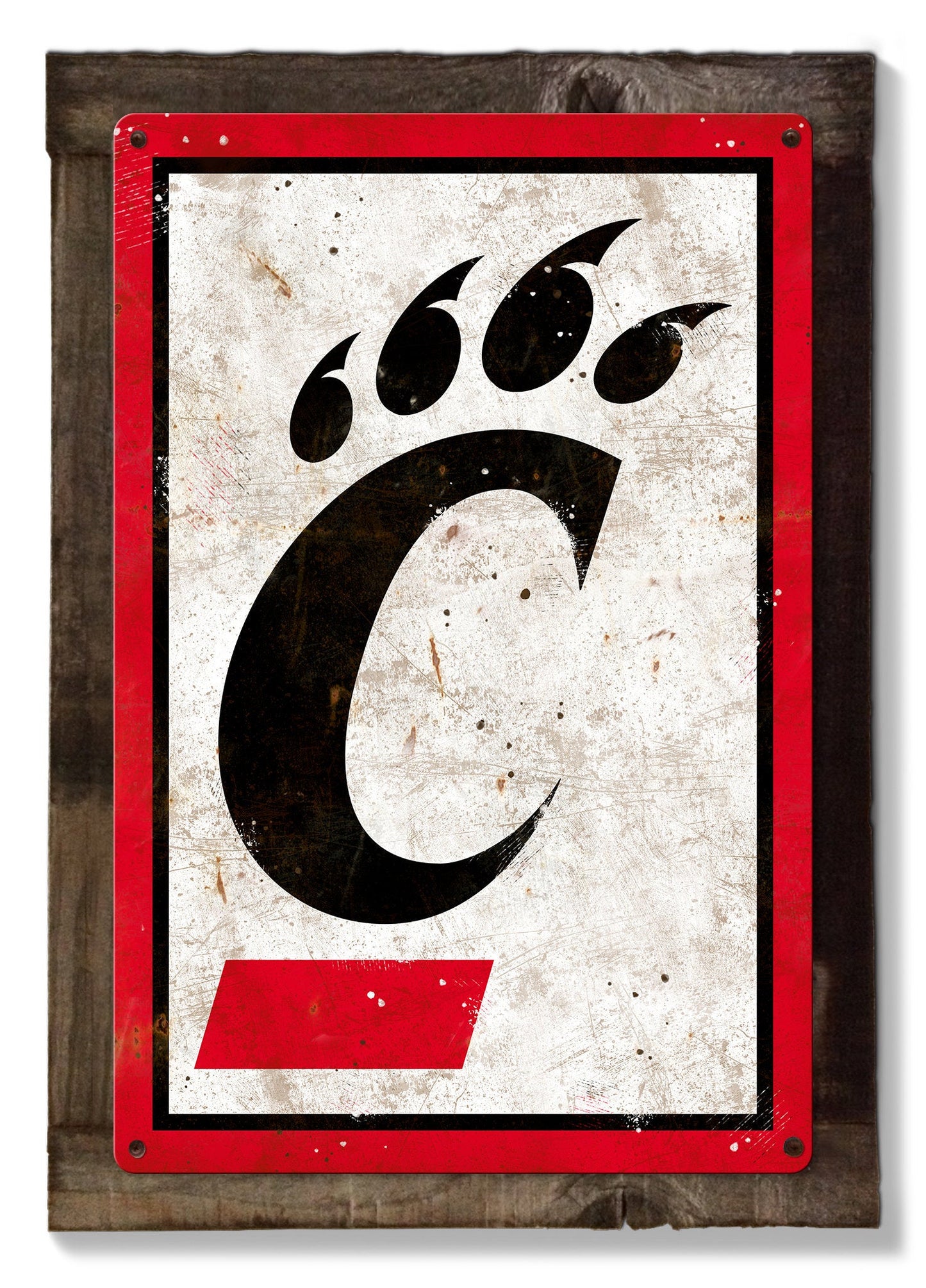 Cincinnati Bearcats, Wall Art, Rustic Metal Sign, Optional Rustic Wood Frame, College Teams, Mascots, and Sports