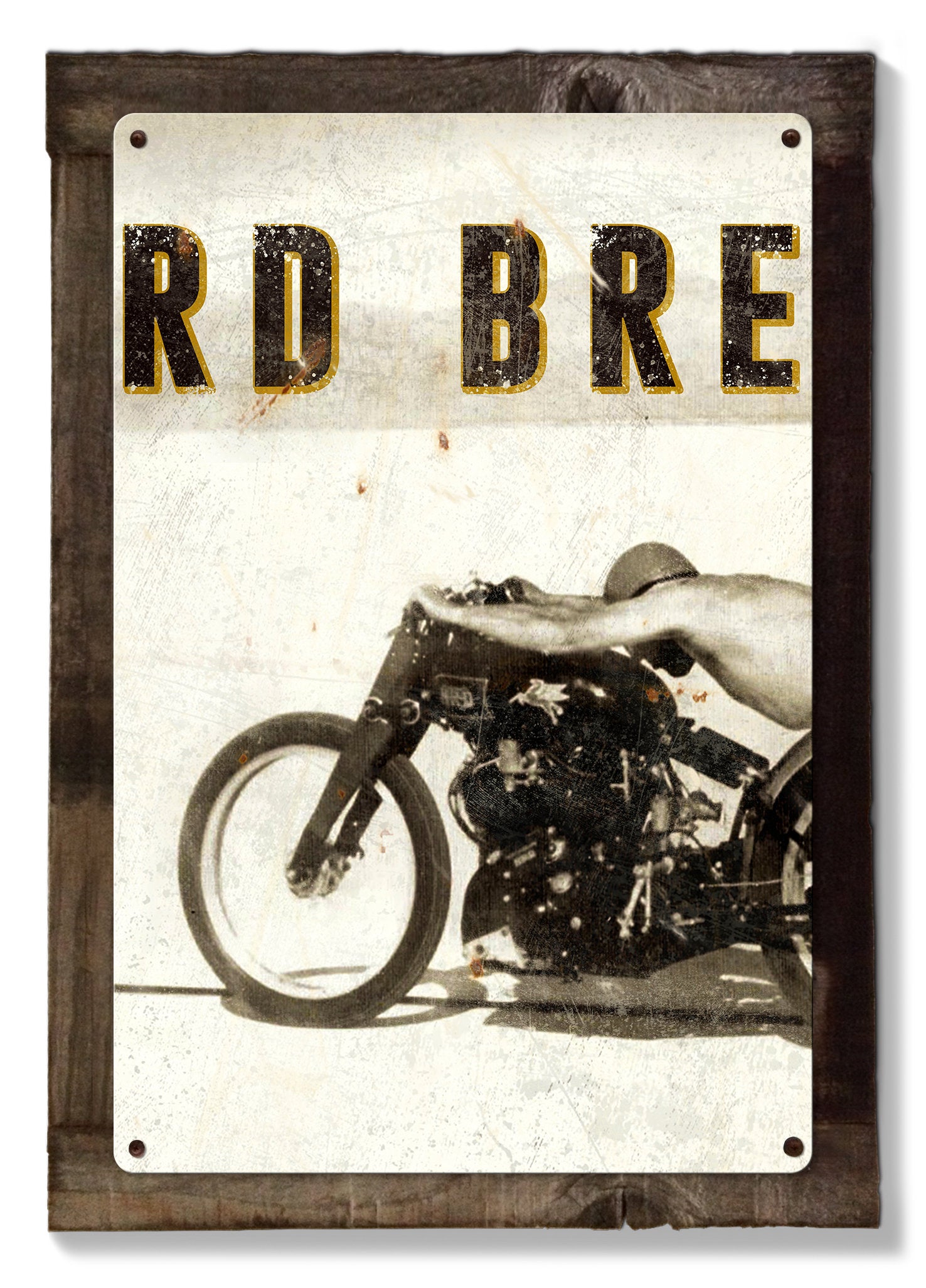 Bonneville, Motorcycle, Rollie Free, Record Breaker, Triptych METAL Sign, Wall Art , Optional Reclaimed Barn Wood Frame