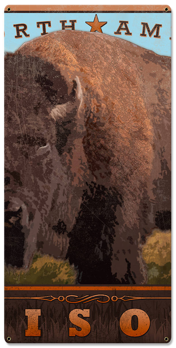 The North American Bison, Buffalo, Tatanka, Western, Americana, Native American, Indian, Triptych, Metal Sign, Wall Decor, Wall Art, 54"x36"