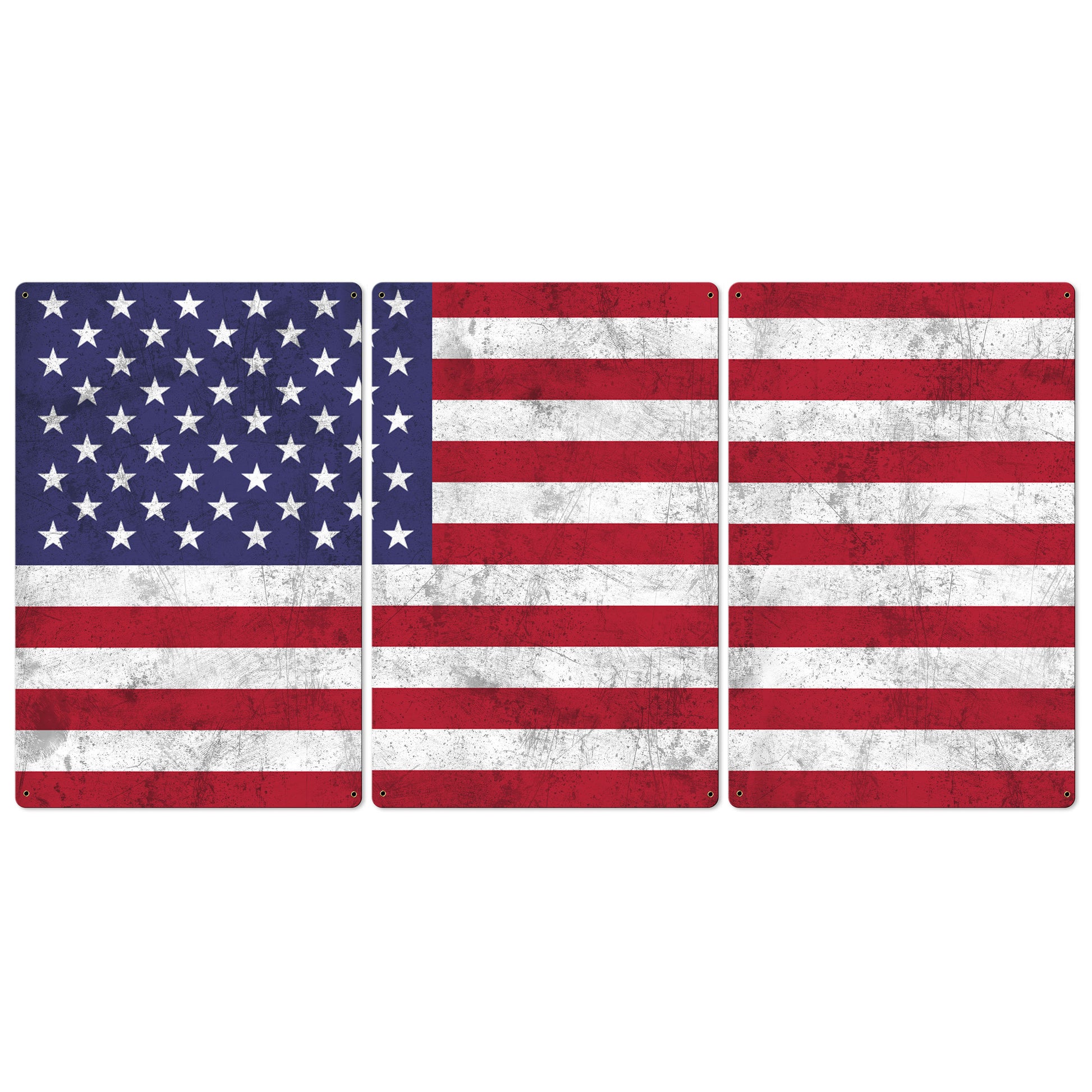 United States of America Flag, Triptych METAL Sign, Vintage, Antique, Decor, Wall Art , Optional Reclaimed Barn-wood Frame