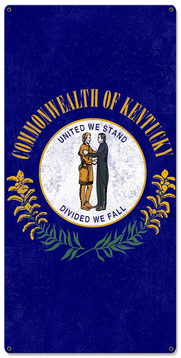 Kentucky State Flag, United We Stand Divided we Fall, Triptych Metal Sign, Wall Decor, Wall Art, Vintage, 54"x36"