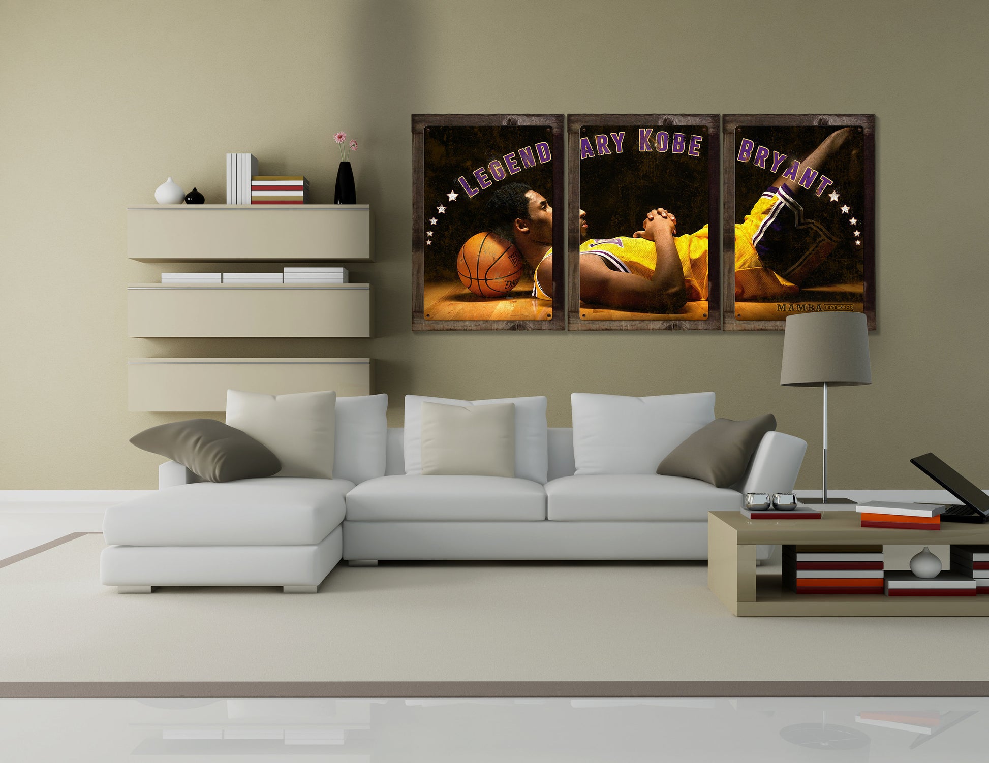 Kobe Bryant, Mamba, Basketball, Sports, Vintage, Photo, Triptych METAL Sign, Wall Art , Optional Reclaimed Barn Wood Frame