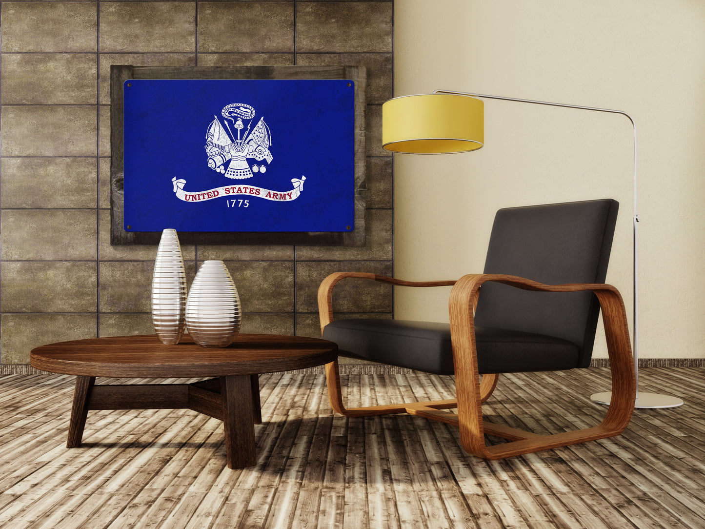 United States Army Field Flag, Armed Forces, Metal Sign, Optional Rustic Wood Frame, Wall Decor, Wall Art, Vintage, Rustic