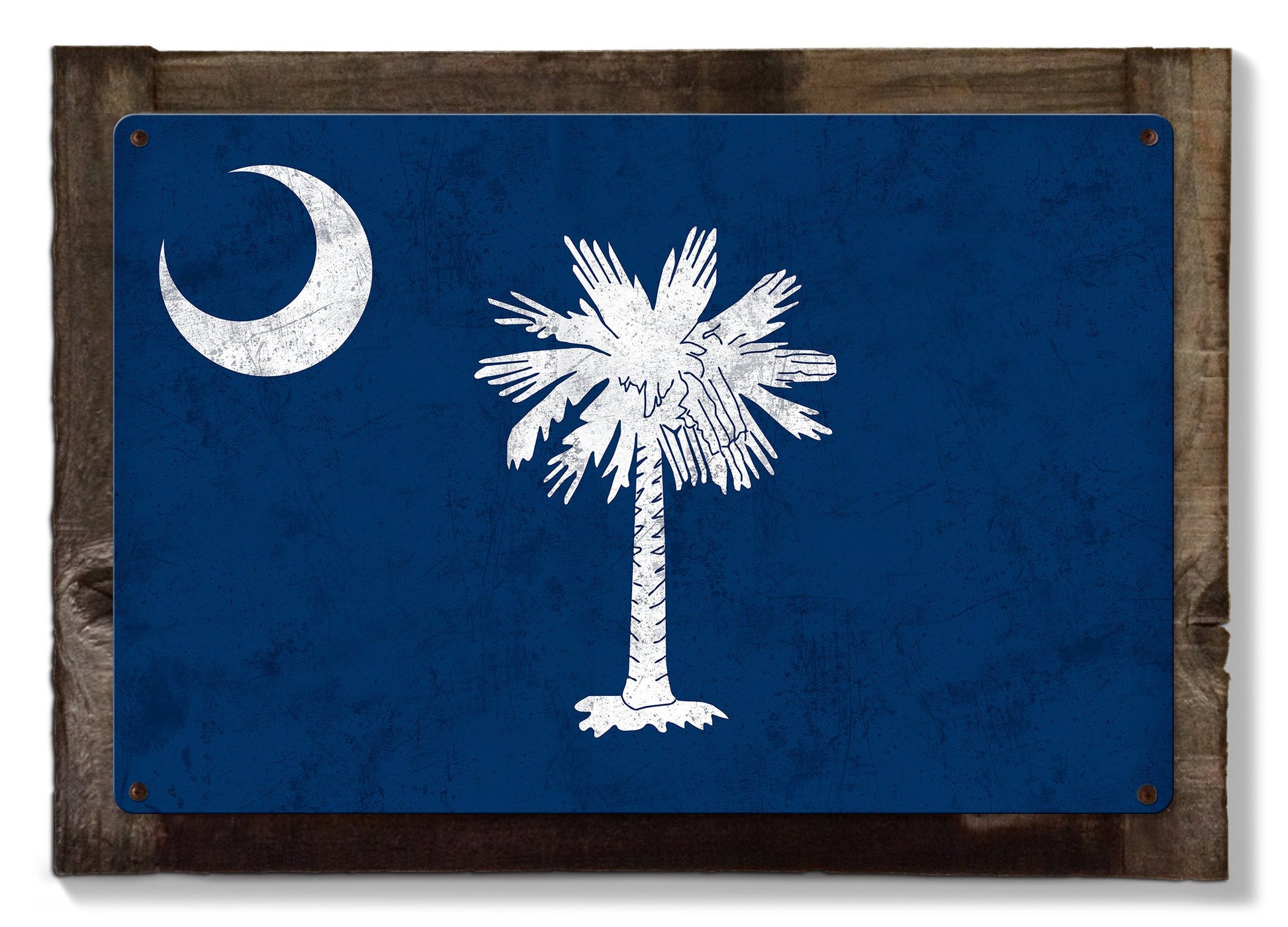 South Carolina State Flag, Smiling Faces Beautiful Places,   Metal Sign, Optional Rustic Wood Frame, Wall Decor, Wall Art, FREE SHIPPING!
