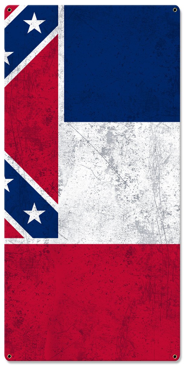 Mississippi State Flag,  The Magnolia State, Triptych Metal Sign, Wall Decor, Wall Art, Vintage, 54"x36"