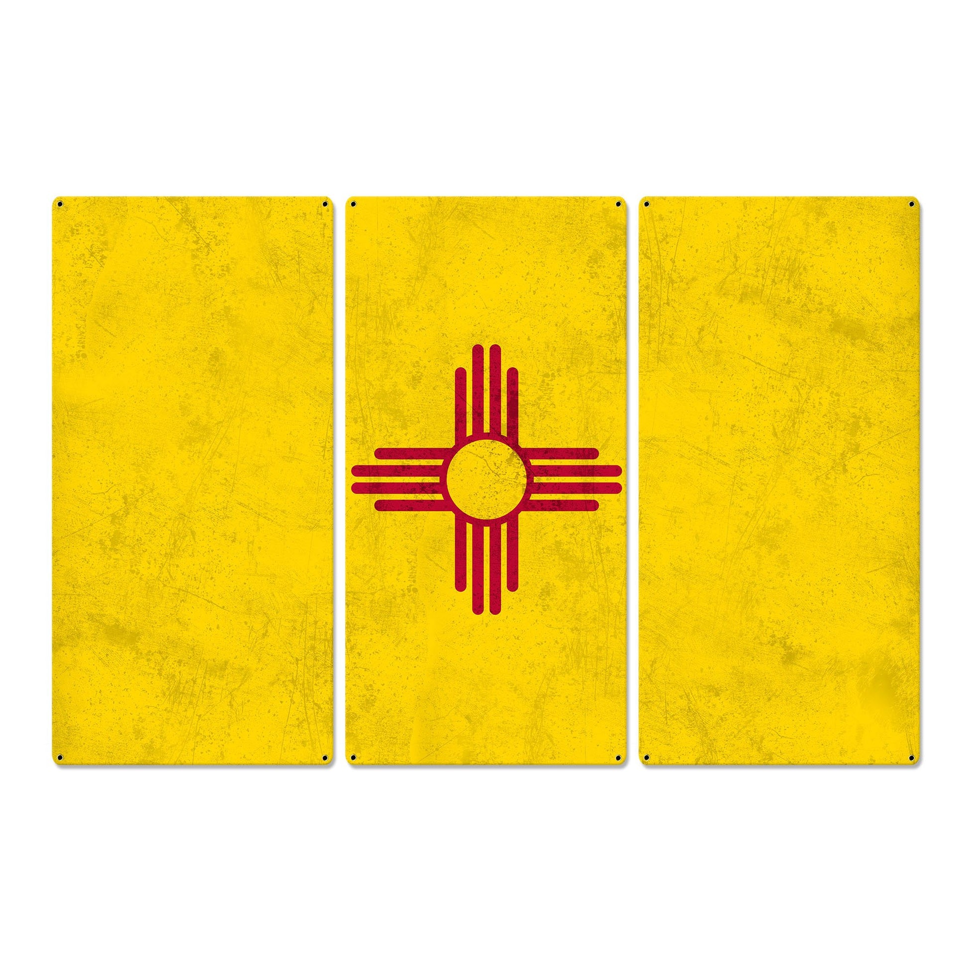 New Mexico State Flag, Land of Enchantment, Triptych Metal Sign, Wall Decor, Wall Art, Vintage, 54"x36"