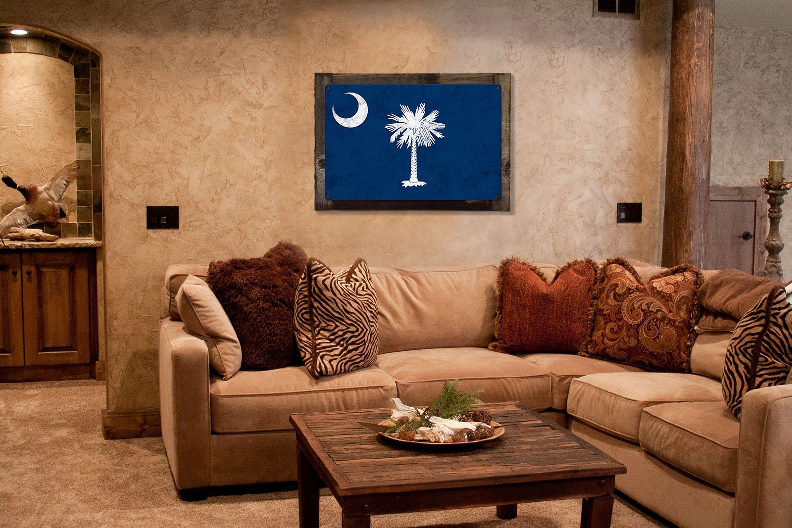 South Carolina State Flag, Smiling Faces Beautiful Places,   Metal Sign, Optional Rustic Wood Frame, Wall Decor, Wall Art, FREE SHIPPING!