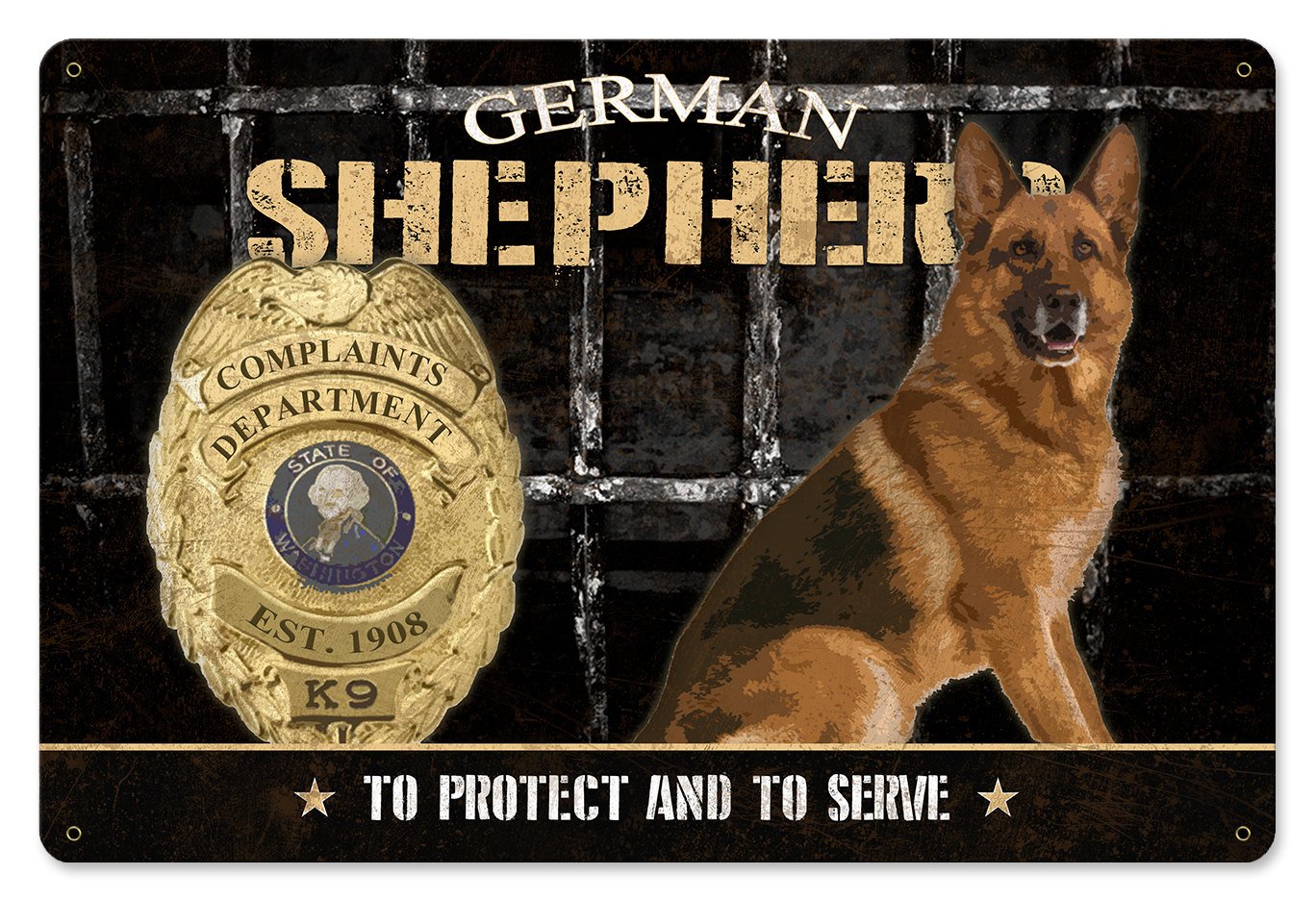 German Shepherd Complaints Department K-9 Police Dog Metal Sign, Wall Art, Wall Decor 18" x 12"