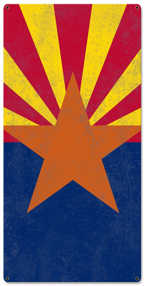 Arizona State Flag, The Grand Canyon State, Triptych Metal Sign, Wall Decor, Wall Art, Vintage, 54"x36"