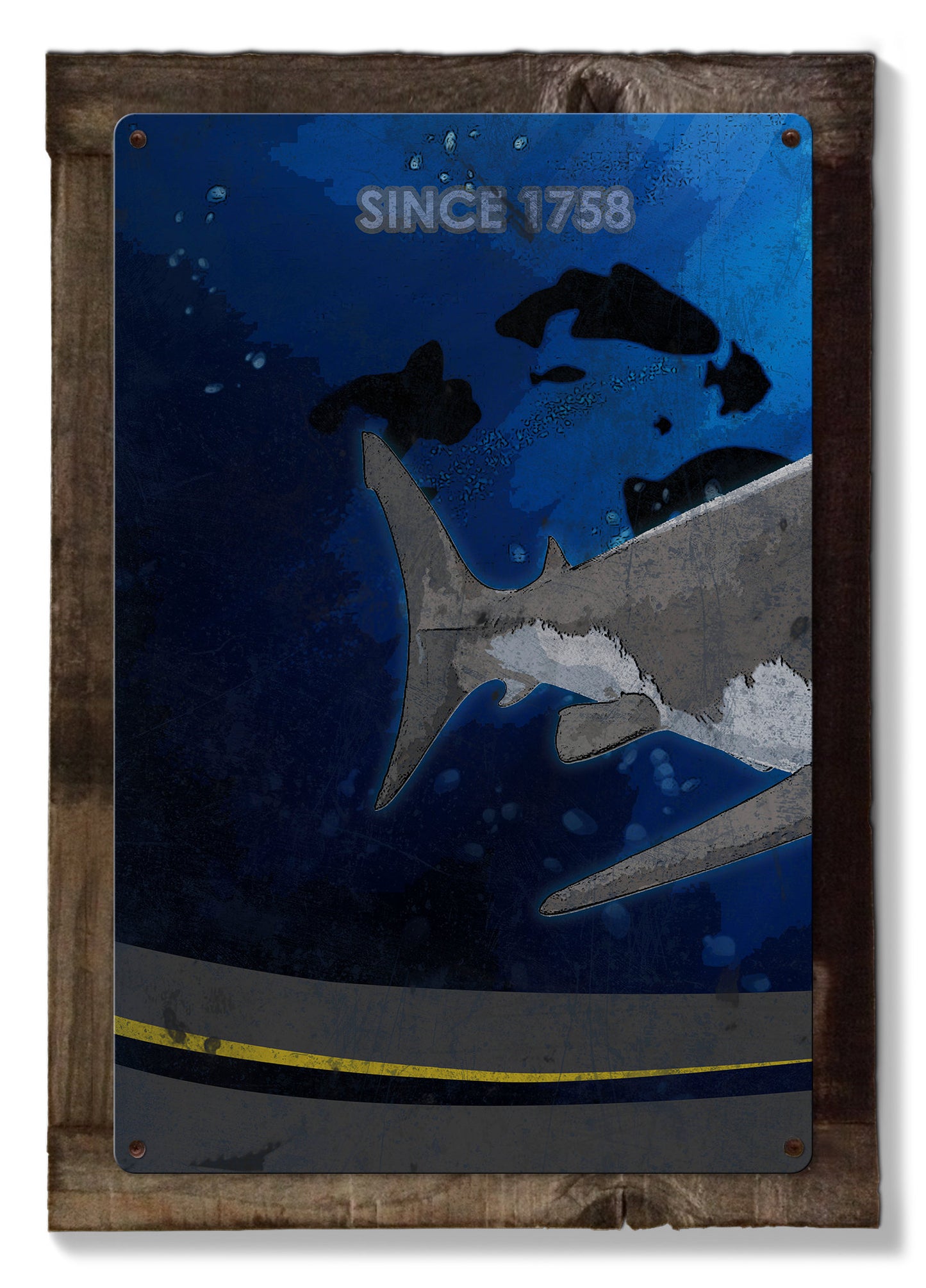 Great White Shark, METAL Triptych, Optional Rustic Wood Frame, Sharks, Wall Art, Ocean, Nautical