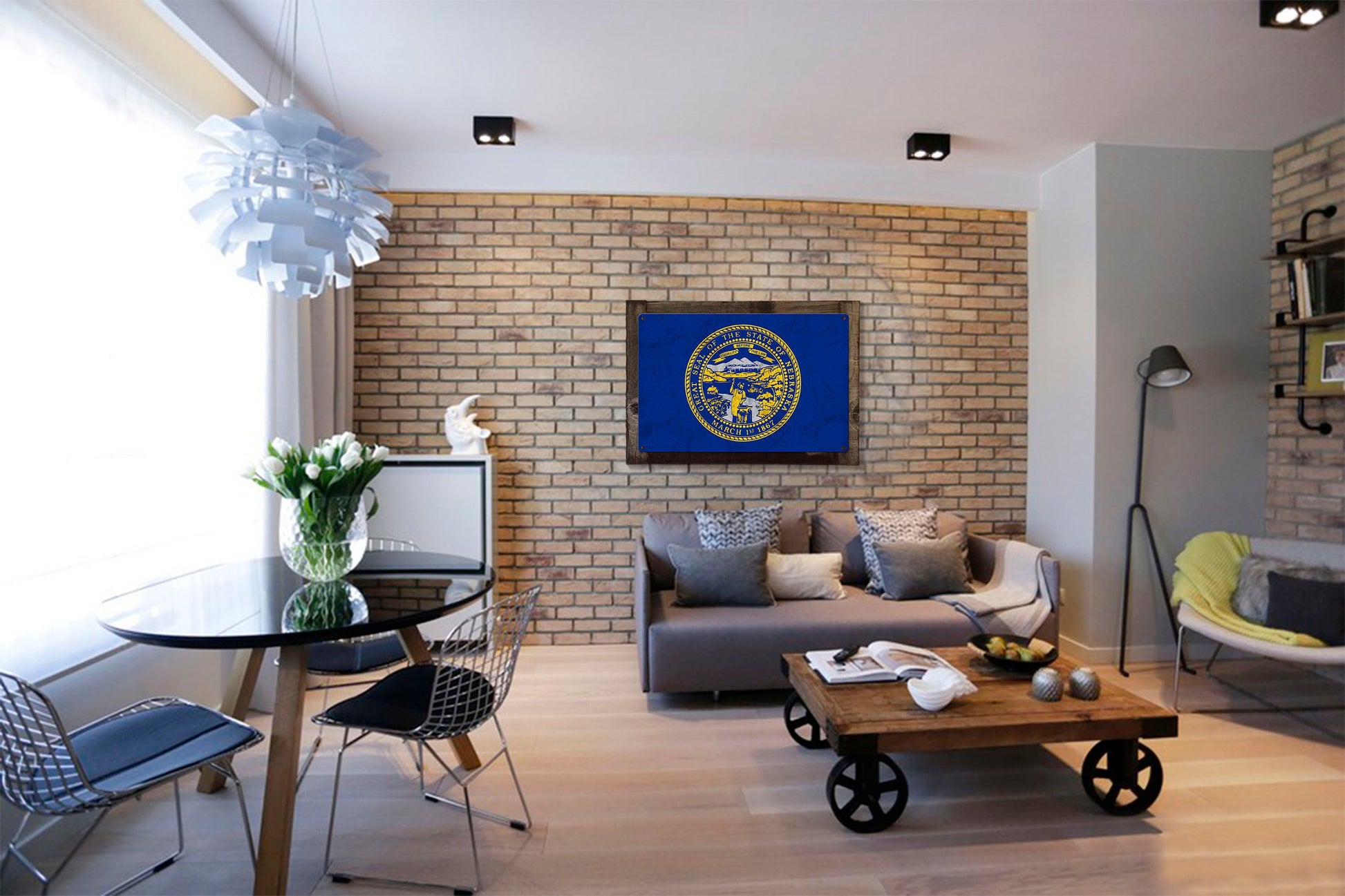 Nebraska State Flag, Nebraska Nice "The Good Life", Metal Sign, Optional Rustic Wood Frame, Wall Decor, Wall Art, FREE SHIPPING!