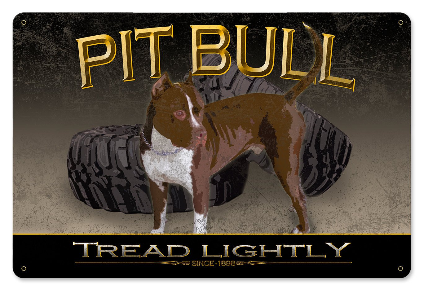 Tread Lightly Blue Pit Bull, Red Pit Bull, Puppy Pit Bull Metal Sign 18"x 12"