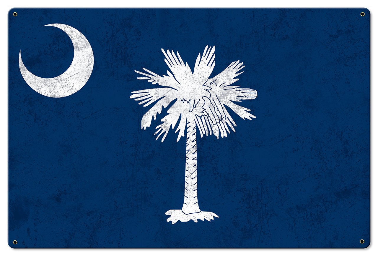 South Carolina State Flag, Smiling Faces Beautiful Places,   Metal Sign, Optional Rustic Wood Frame, Wall Decor, Wall Art, FREE SHIPPING!
