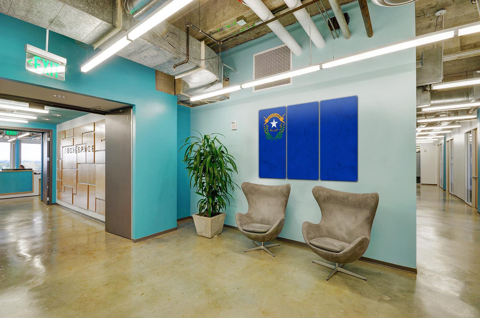 Nevada State Flag,  Battle Born, Triptych Metal Sign, Wall Decor, Contemporary Art, Wall Art, Vintage, 54"x36"