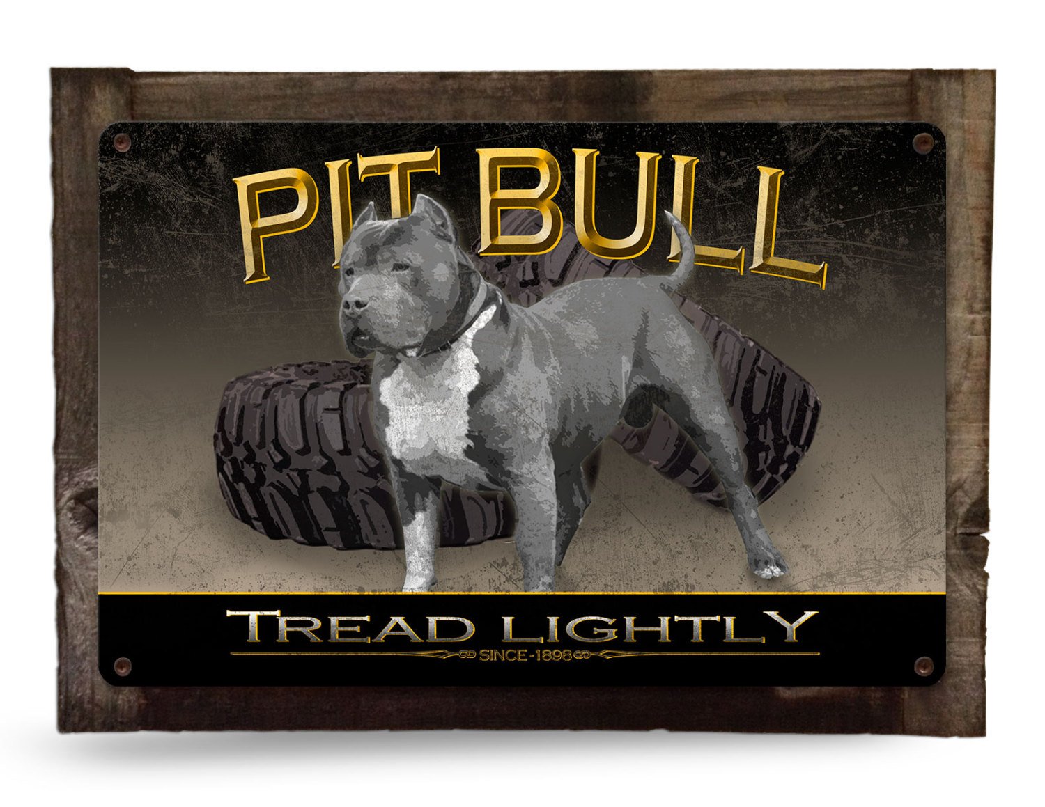 Tread Lightly Blue Pit Bull, Red Pit Bull, Puppy Pit Bull Metal Sign 18"x 12"