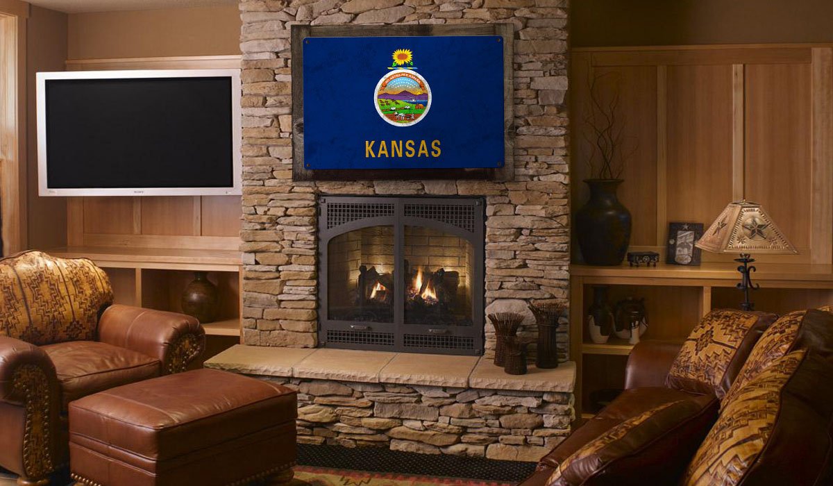 Kansas State Flag, Kansas, as big as you think, Metal Sign, Optional Rustic Wood Frame, Wall Decor, Wall Art, FREE SHIPPING!