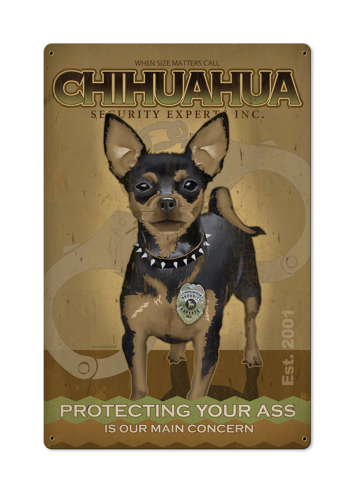 Chihuahua, Dog, METAL Sign, Optional Reclaimed BarnWood Frame, American Steel, Wall Decor, Wall Art, Vintage