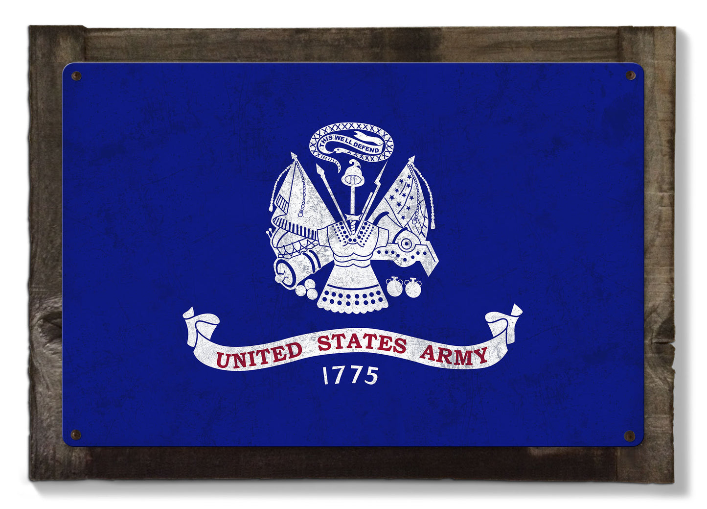 United States Army Field Flag, Armed Forces, Metal Sign, Optional Rustic Wood Frame, Wall Decor, Wall Art, Vintage, Rustic