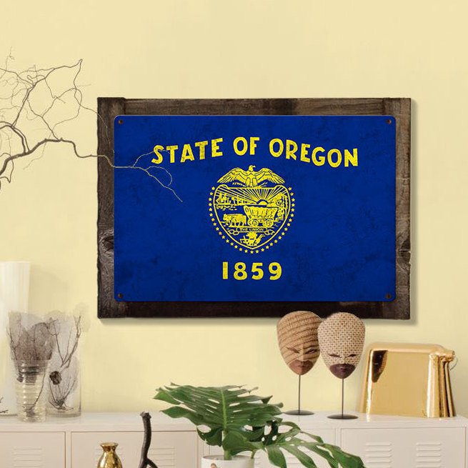 Oregon State Flag, We Love Dreamers, Metal Sign, Metal Sign, Optional Rustic Wood Frame, Wall Decor, Wall Art, FREE SHIPPING!