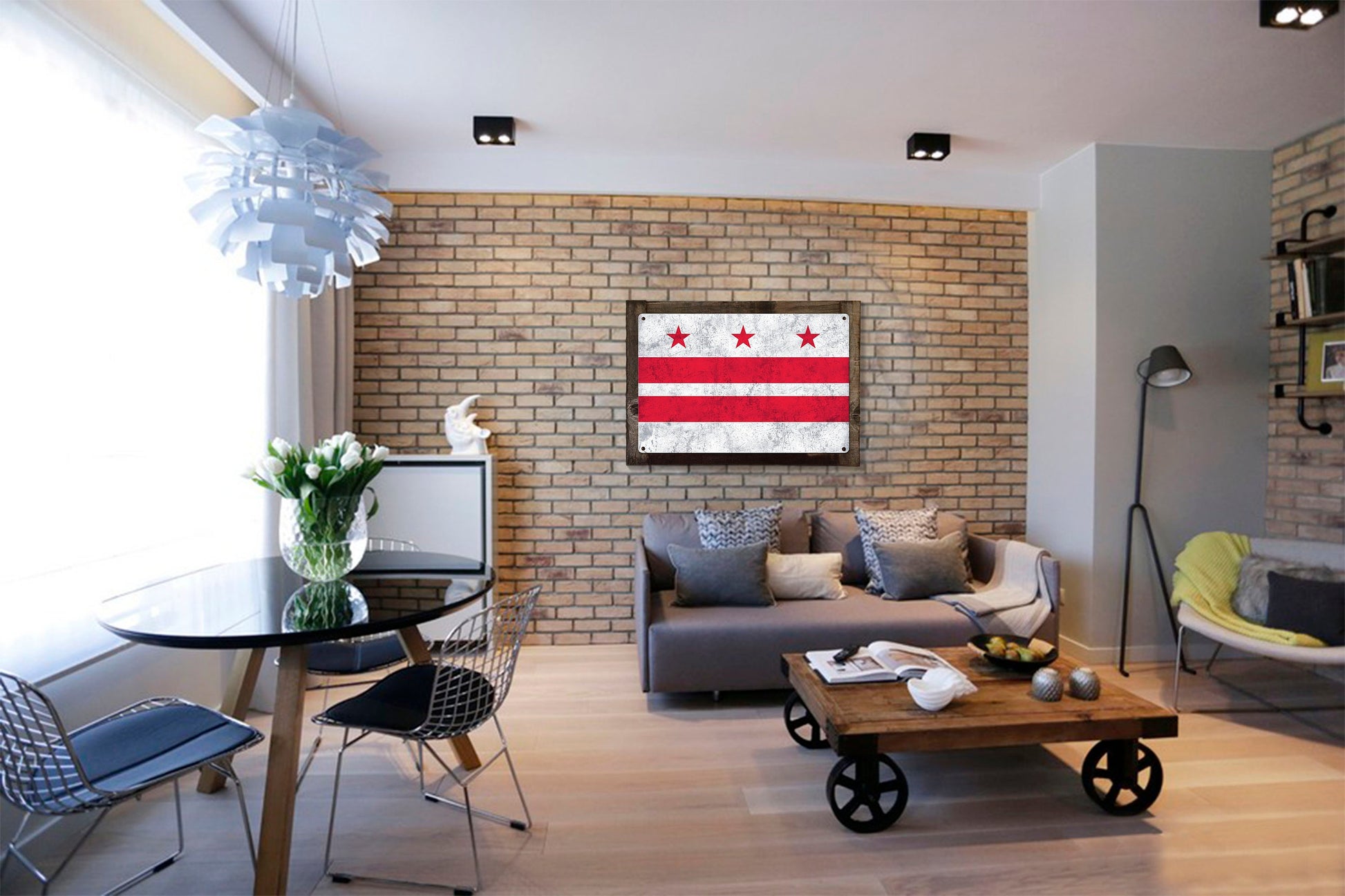 Washington D.C. State Flag, Taxation Without Representation, Metal Sign, Optional Rustic Wood Frame, Wall Decor, Wall Art, FREE SHIPPING!