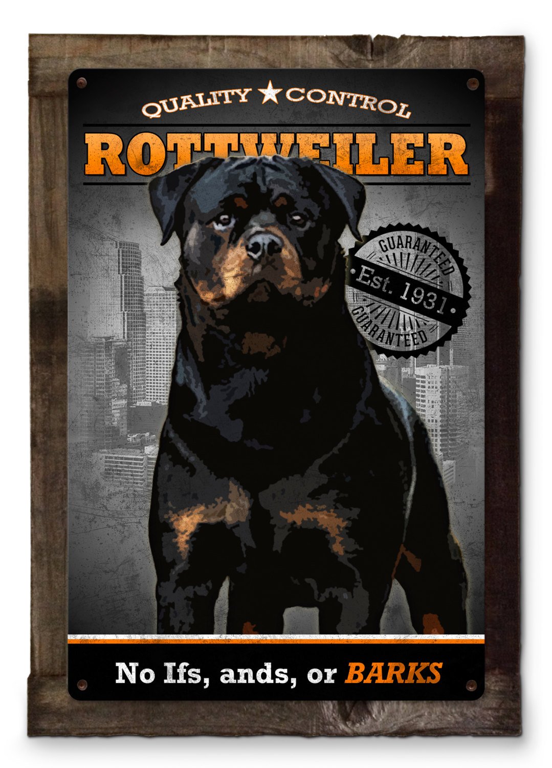 Rottweiler, Quality Control,  Dog Metal Sign, Wall Decor, Wall Art 16"x24"