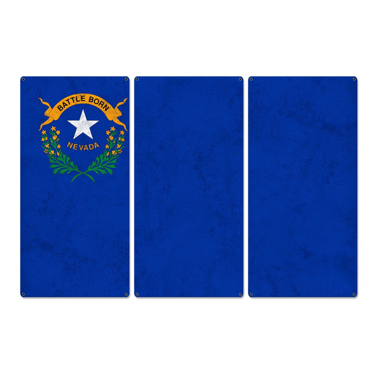 Nevada State Flag,  Battle Born, Triptych Metal Sign, Wall Decor, Contemporary Art, Wall Art, Vintage, 54"x36"