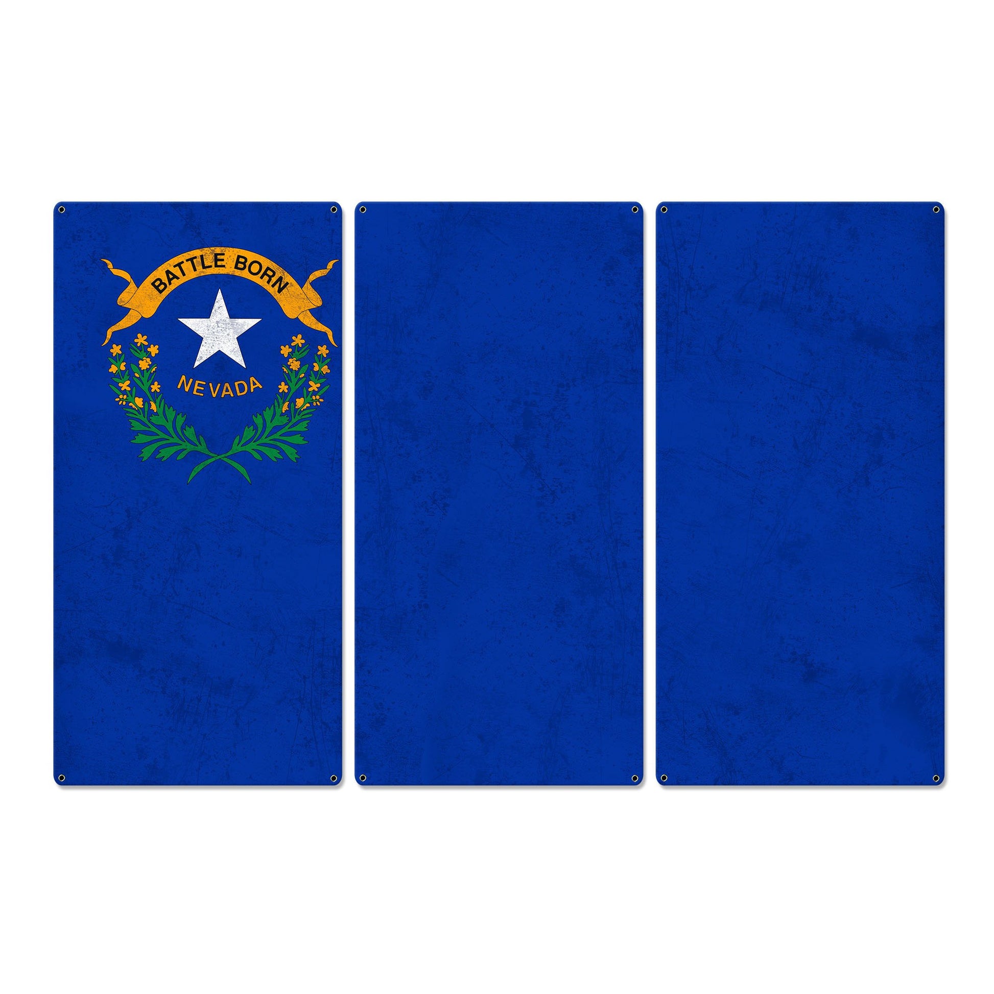 Nevada State Flag,  Battle Born, Triptych Metal Sign, Wall Decor, Contemporary Art, Wall Art, Vintage, 54"x36"
