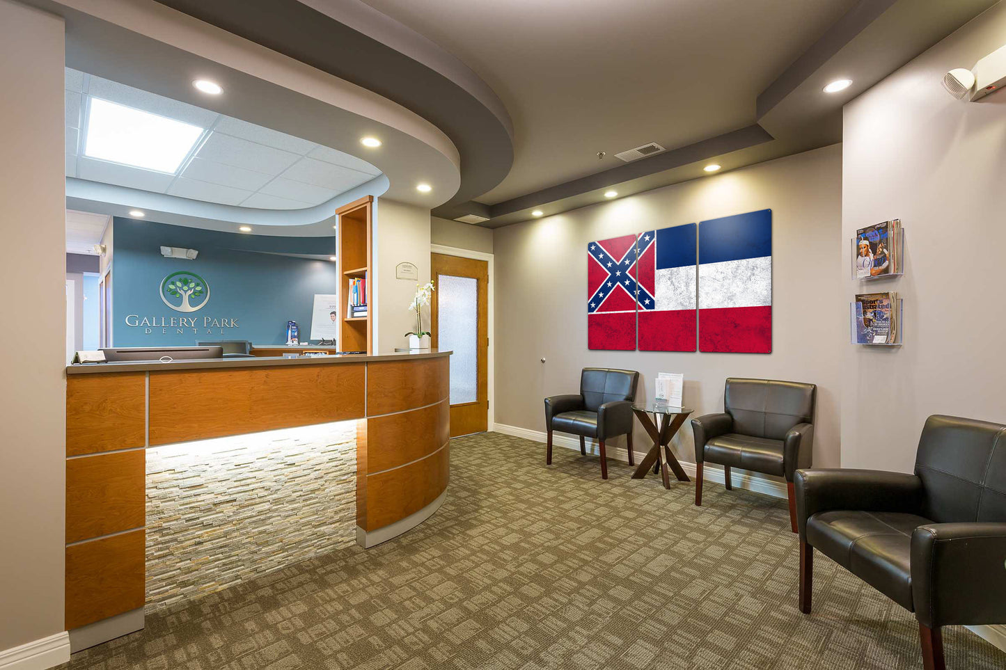 Mississippi State Flag,  The Magnolia State, Triptych Metal Sign, Wall Decor, Wall Art, Vintage, 54"x36"