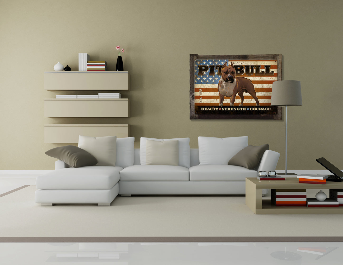 American Pit Bull,  Dog, METAL Sign, Optional Reclaimed BarnWood Frame, American Steel, Wall Decor, Wall Art, Vintage