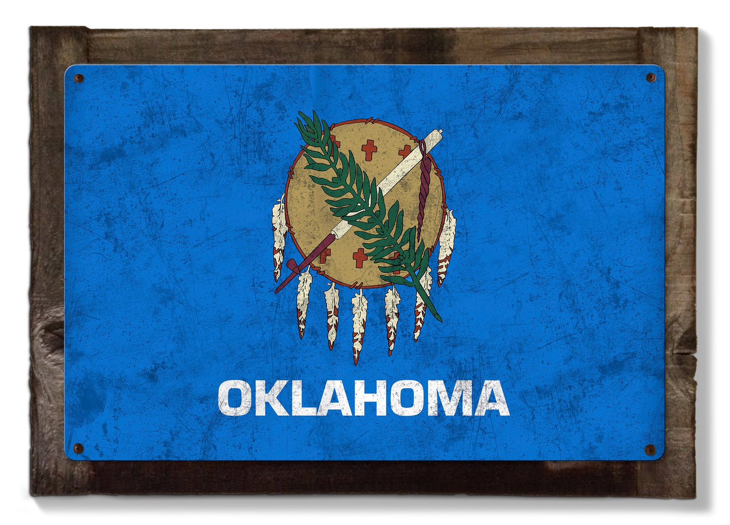 Oklahoma State Flag, "Oklahoma is OK", Metal Sign, Metal Sign, Optional Rustic Wood Frame, Wall Decor, Wall Art, FREE SHIPPING!
