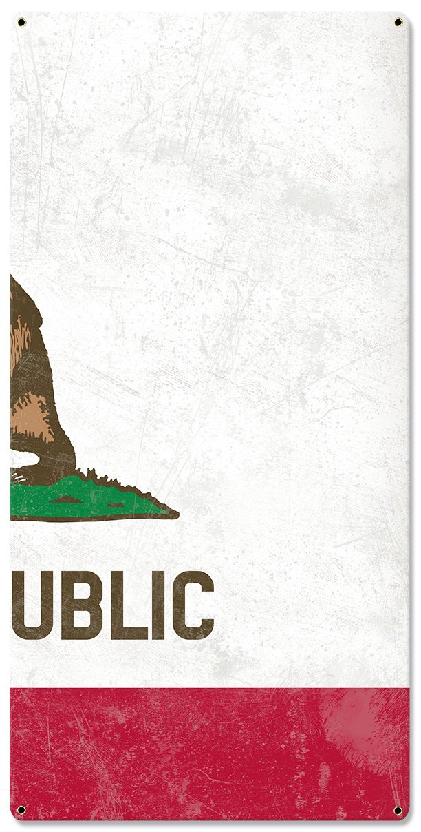 California State Flag, California Bear, Eureka! ; The Golden State, Triptych Metal Sign, Wall Decor, Wall Art, Vintage, 54"x36"