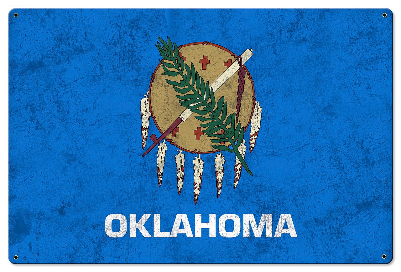 Oklahoma State Flag, "Oklahoma is OK", Metal Sign, Metal Sign, Optional Rustic Wood Frame, Wall Decor, Wall Art, FREE SHIPPING!