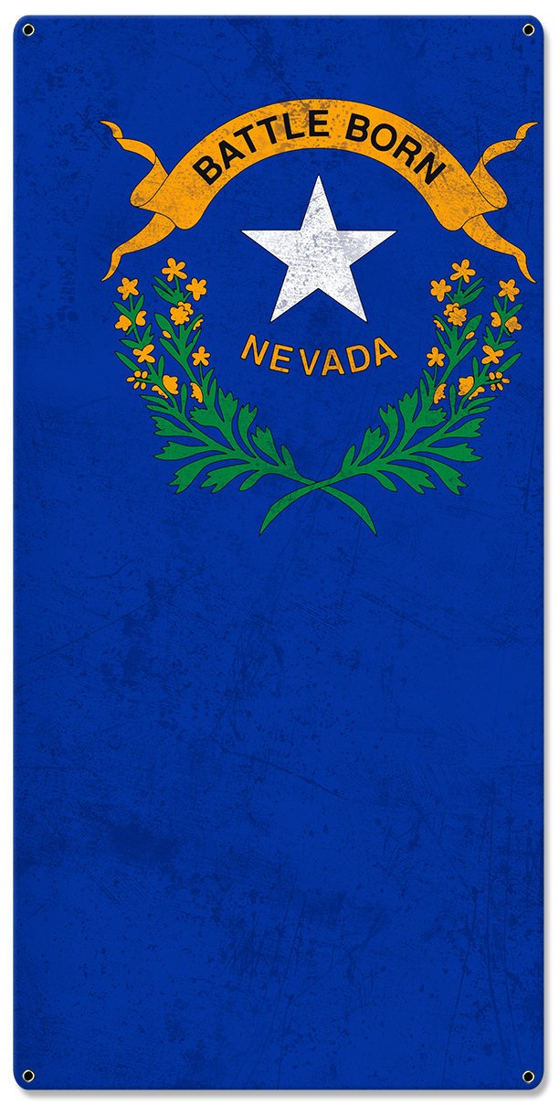 Nevada State Flag,  Battle Born, Triptych Metal Sign, Wall Decor, Contemporary Art, Wall Art, Vintage, 54"x36"