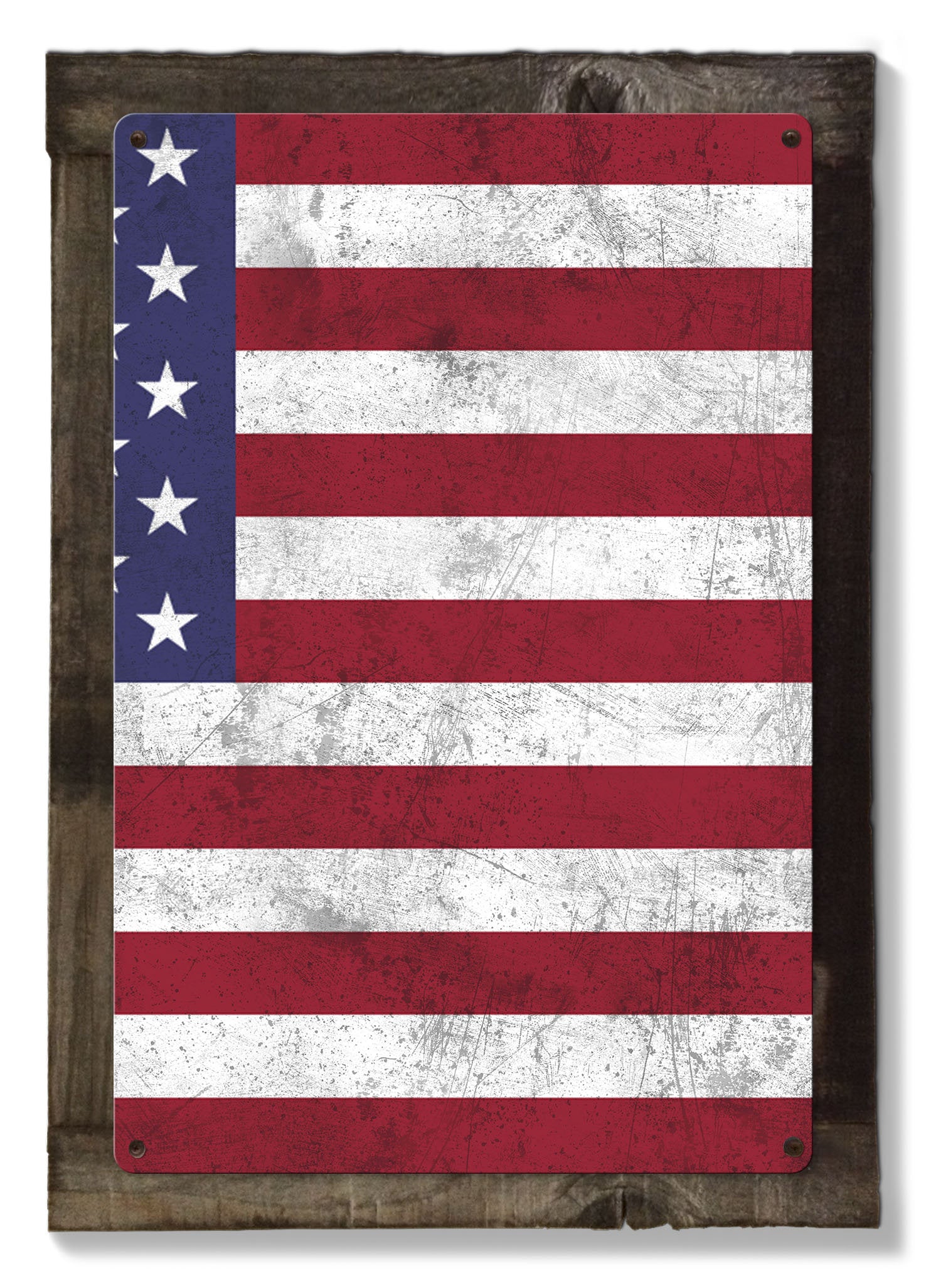 United States of America Flag, Triptych METAL Sign, Vintage, Antique, Decor, Wall Art , Optional Reclaimed Barn-wood Frame