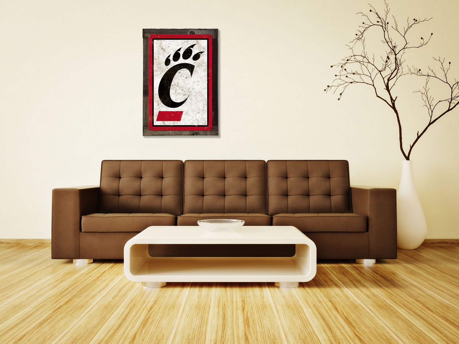 Cincinnati Bearcats, Wall Art, Rustic Metal Sign, Optional Rustic Wood Frame, College Teams, Mascots, and Sports