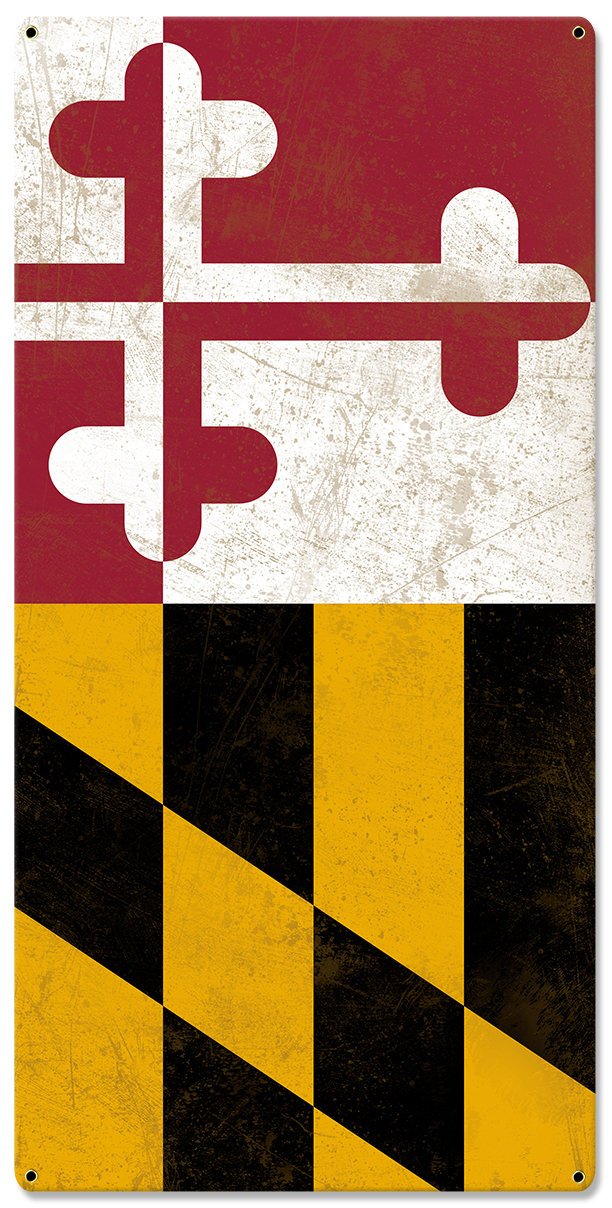 Maryland State Flag, Go to Maryland, Triptych Metal Sign, Wall Decor, Wall Art, Vintage, 54"x36"