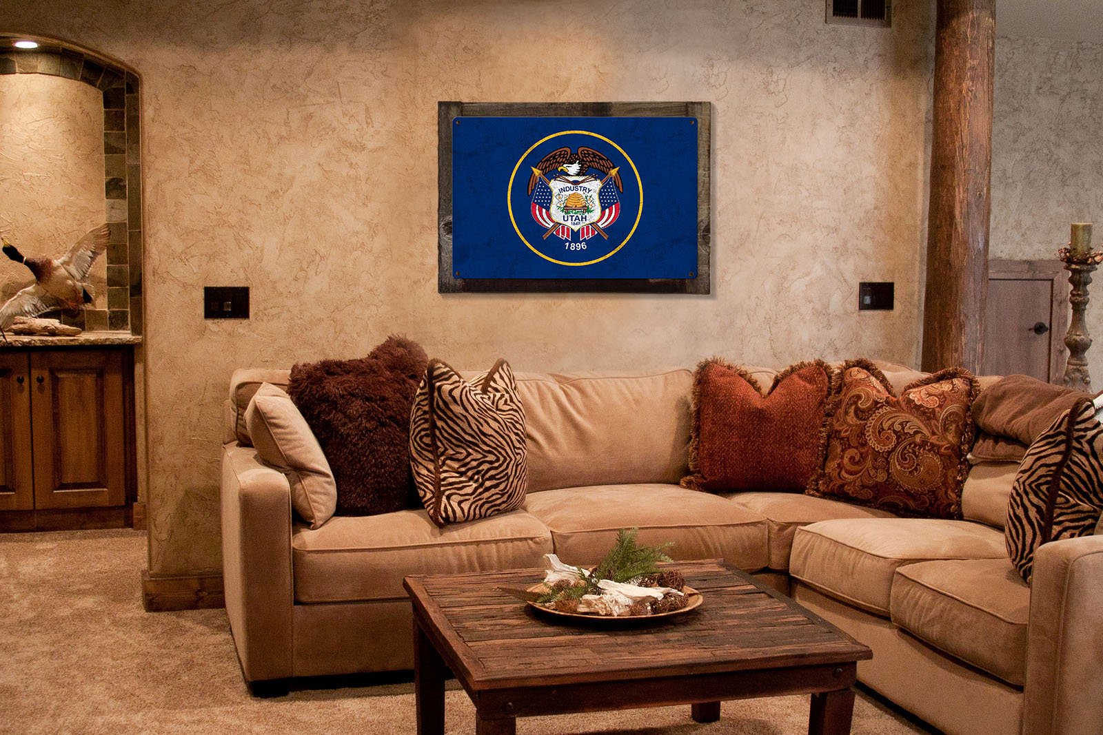 Utah State Flag, Life Elevated, Metal Sign, Optional Rustic Wood Frame, Wall Decor, Wall Art, Vintage, Rustic, FREE SHIPPING!