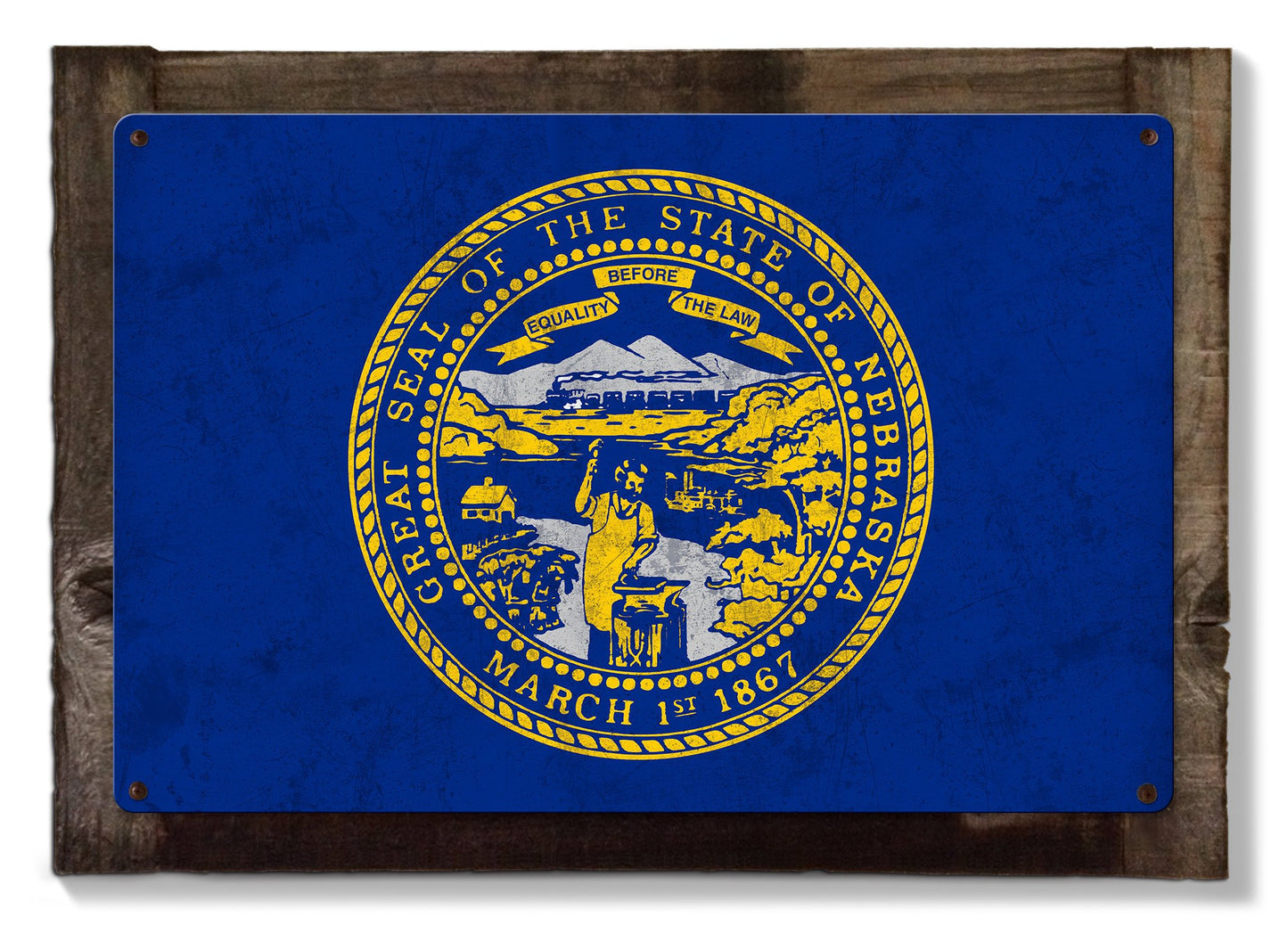 Nebraska State Flag, Nebraska Nice "The Good Life", Metal Sign, Optional Rustic Wood Frame, Wall Decor, Wall Art, FREE SHIPPING!