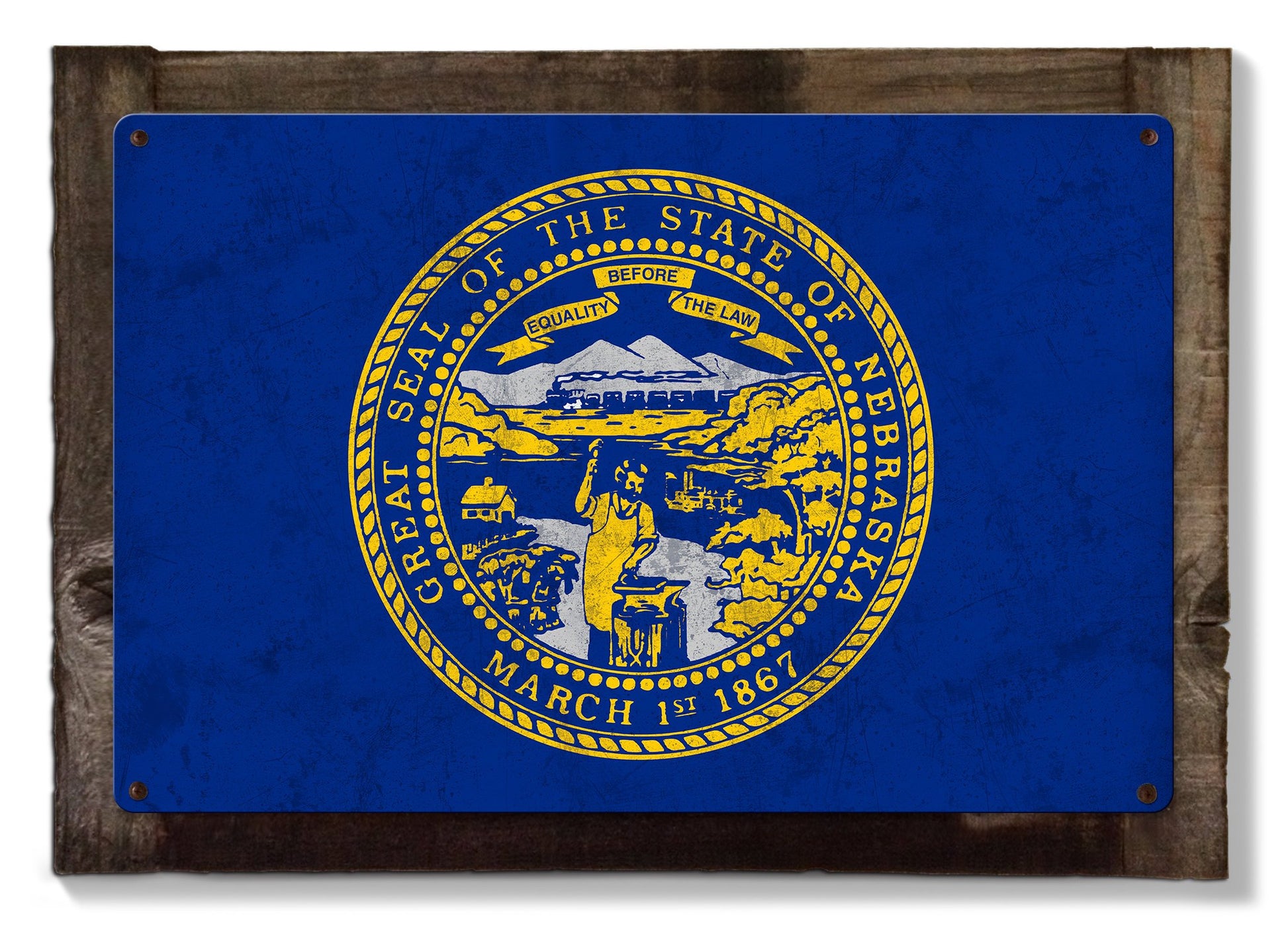 Nebraska State Flag, Nebraska Nice "The Good Life", Metal Sign, Optional Rustic Wood Frame, Wall Decor, Wall Art, FREE SHIPPING!
