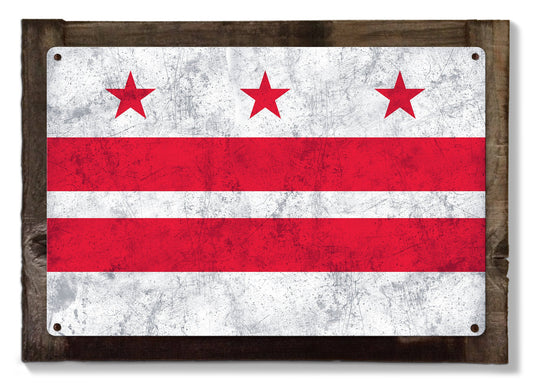Washington D.C. State Flag, Taxation Without Representation, Metal Sign, Optional Rustic Wood Frame, Wall Decor, Wall Art, FREE SHIPPING!