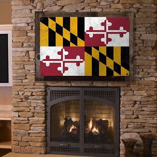 Maryland State Flag, Go to Maryland, METAL Sign, Optional Rustic Wood Frame, Wall Decor, Wall Art, Vintage