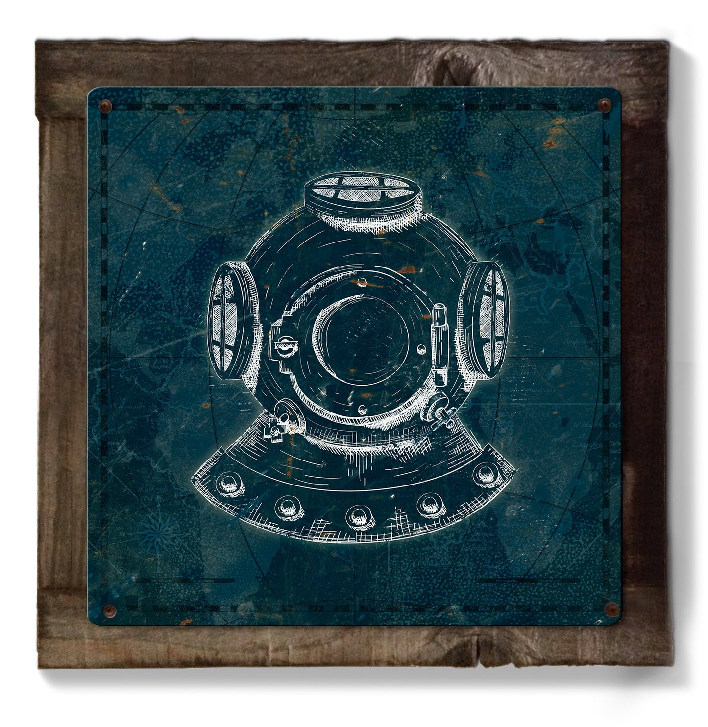 Vintage Scuba Diver Mask, METAL Sign, Optional Reclaimed BarnWood Frame, American Steel, Wall Decor, Wall Art, Vintage