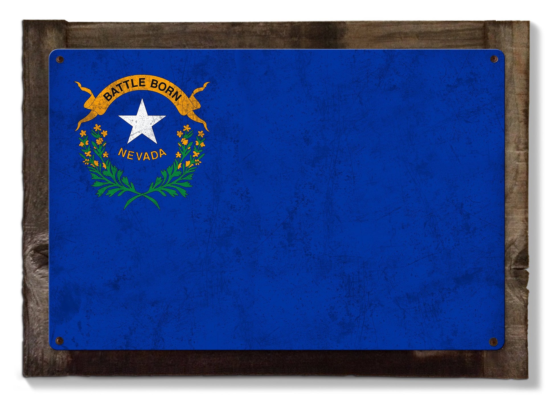 Nevada State Flag, Battle Born, Metal Sign, Optional Rustic Wood Frame, Wall Decor, Wall Art, Vintage, Americana