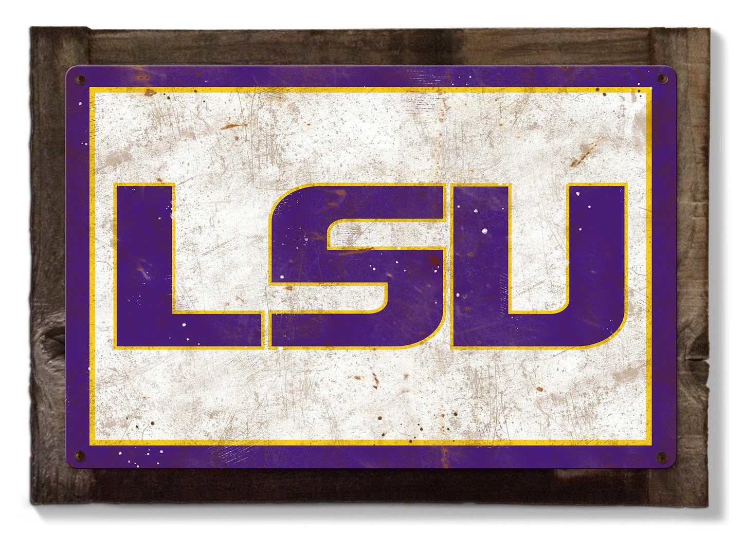 Tigers LSU Wall Art, Rustic Metal Sign, Optional Rustic Wood Frame, College Teams, Mascots, and Sports