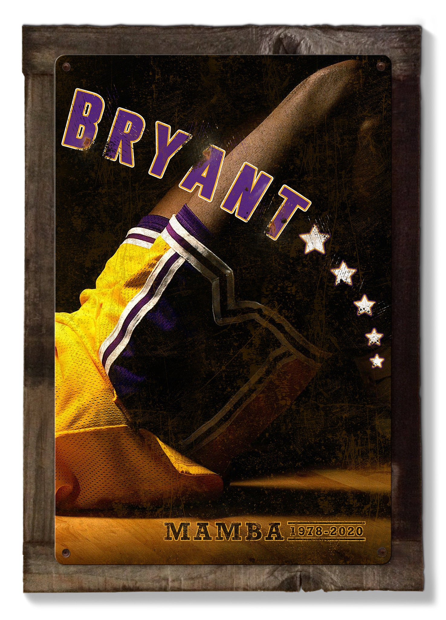 Kobe Bryant, Mamba, Basketball, Sports, Vintage, Photo, Triptych METAL Sign, Wall Art , Optional Reclaimed Barn Wood Frame