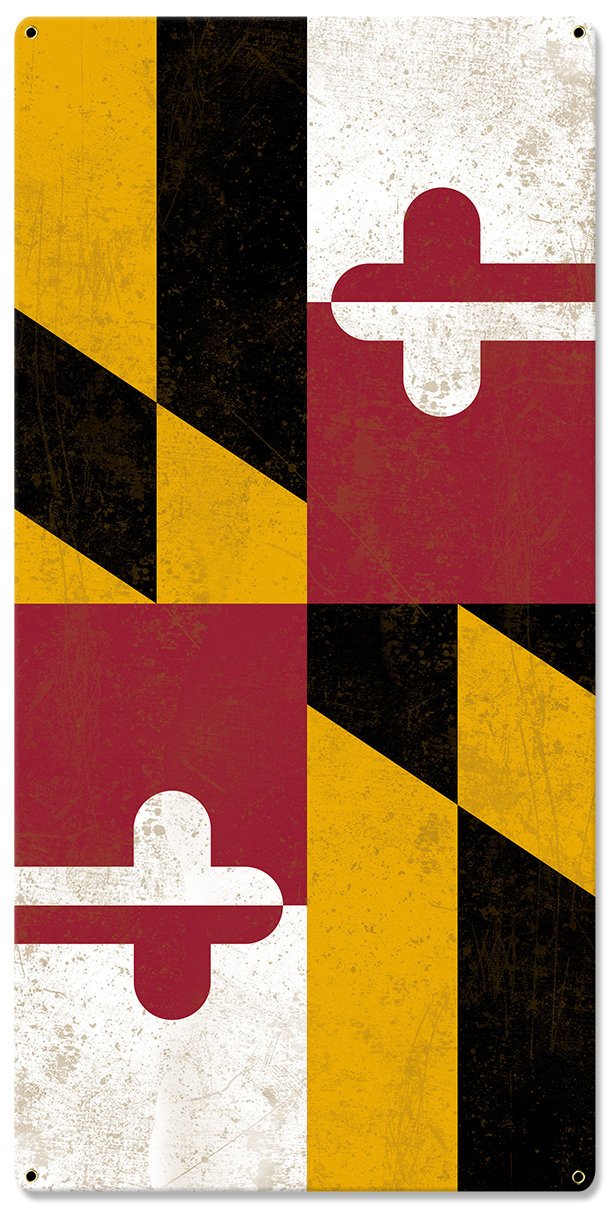 Maryland State Flag, Go to Maryland, Triptych Metal Sign, Wall Decor, Wall Art, Vintage, 54"x36"