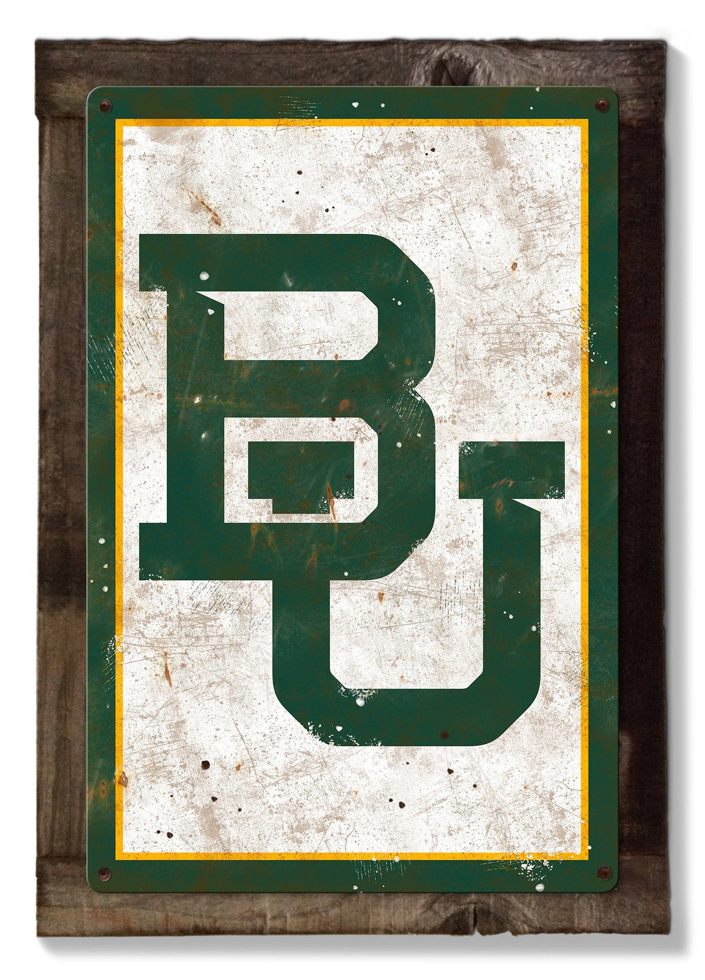 Baylor Bears Wall Art, Rustic Metal Sign, Optional Rustic Wood Frame, College Teams, Mascots, and Sports
