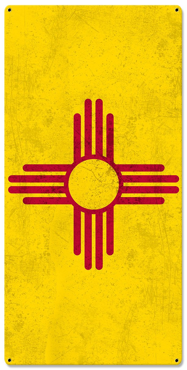 New Mexico State Flag, Land of Enchantment, Triptych Metal Sign, Wall Decor, Wall Art, Vintage, 54"x36"